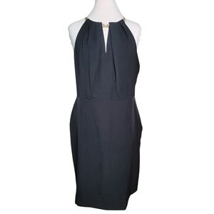 Ashley Graham Beyond Chain Neck Elegant Black Halter Dress Size 14 New With Tags